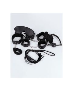 Lust PU Leather 7 Pack Lite Bondage Set - Black